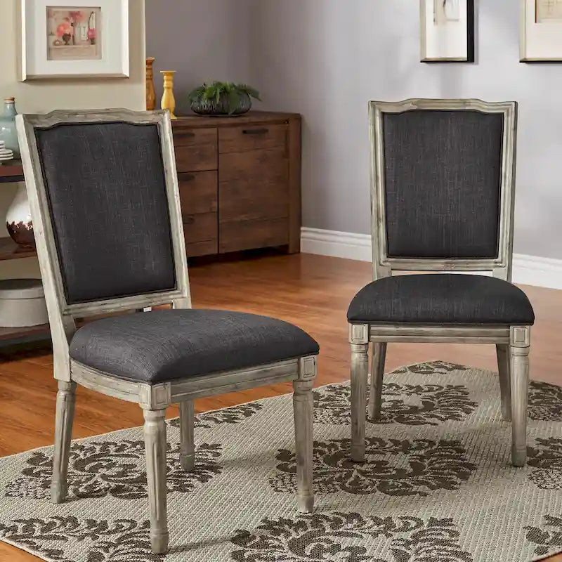 Chaises de salle à manger en lin Deana Ornate (Lot de 2) par iNSPIRE Q Artisan