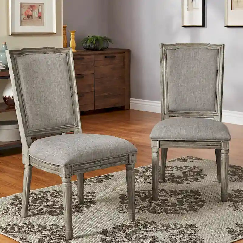 Chaises de salle à manger en lin Deana Ornate (Lot de 2) par iNSPIRE Q Artisan