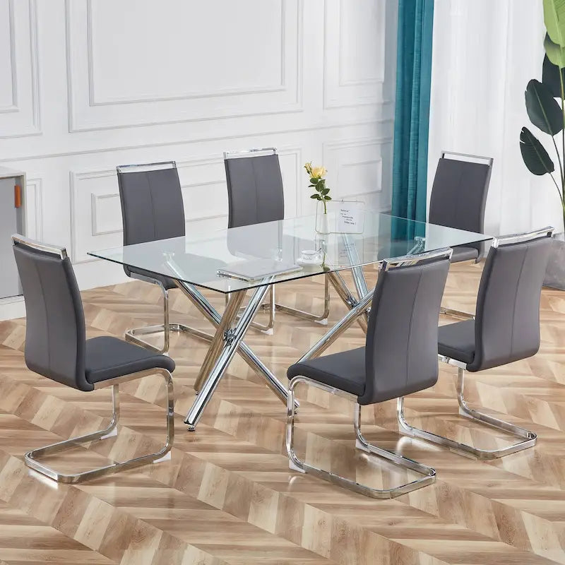 Chaise de salle à manger avec pieds en métal chromé en forme de C (lot de 4)