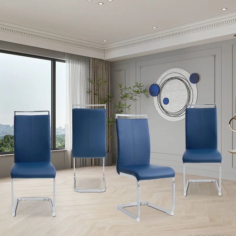 Chaise de salle à manger avec pieds en métal chromé en forme de C (lot de 4)