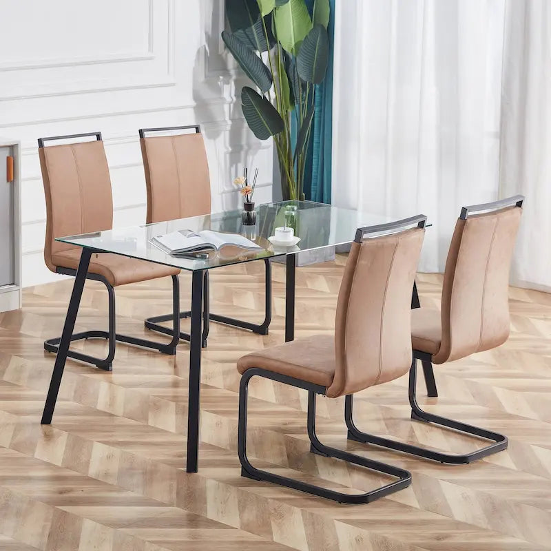 Chaise de salle à manger avec pieds en métal chromé en forme de C (lot de 4)