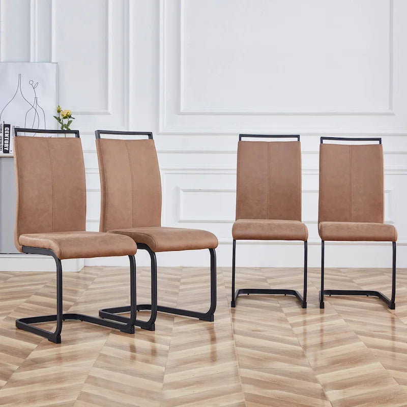 Chaise de salle à manger avec pieds en métal chromé en forme de C (lot de 4)