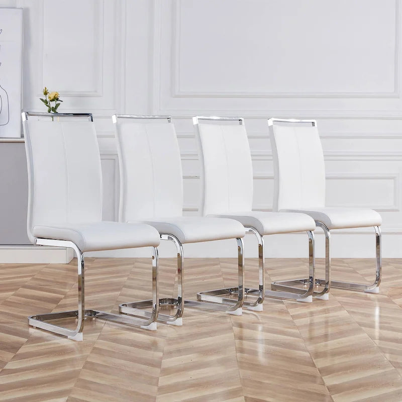 Chaise de salle à manger avec pieds en métal chromé en forme de C (lot de 4)