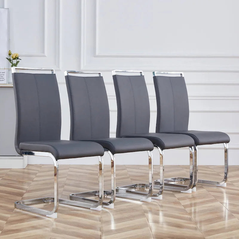 Chaise de salle à manger avec pieds en métal chromé en forme de C (lot de 4)