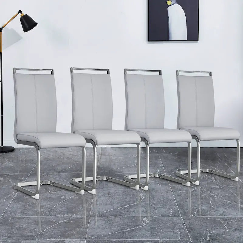 Chaise de salle à manger avec pieds en métal chromé en forme de C (lot de 4)