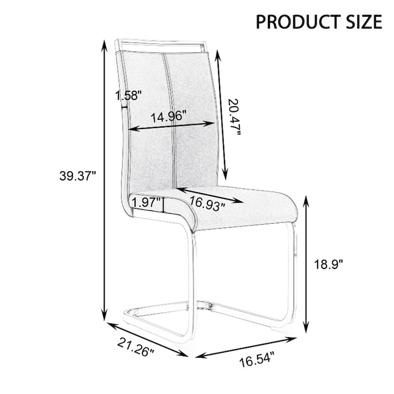 Chaise de salle à manger avec pieds en métal chromé en forme de C (lot de 4)