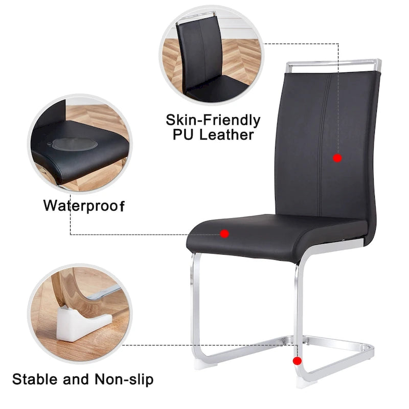 Chaise de salle à manger avec pieds en métal chromé en forme de C (lot de 4)