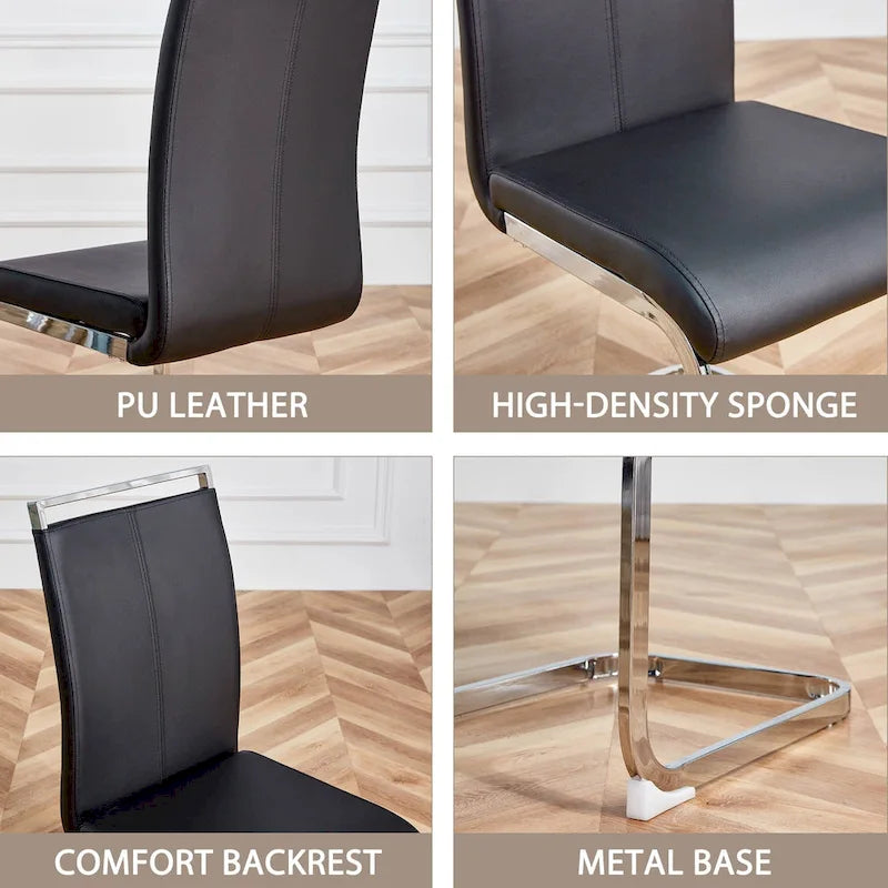 Chaise de salle à manger avec pieds en métal chromé en forme de C (lot de 4)