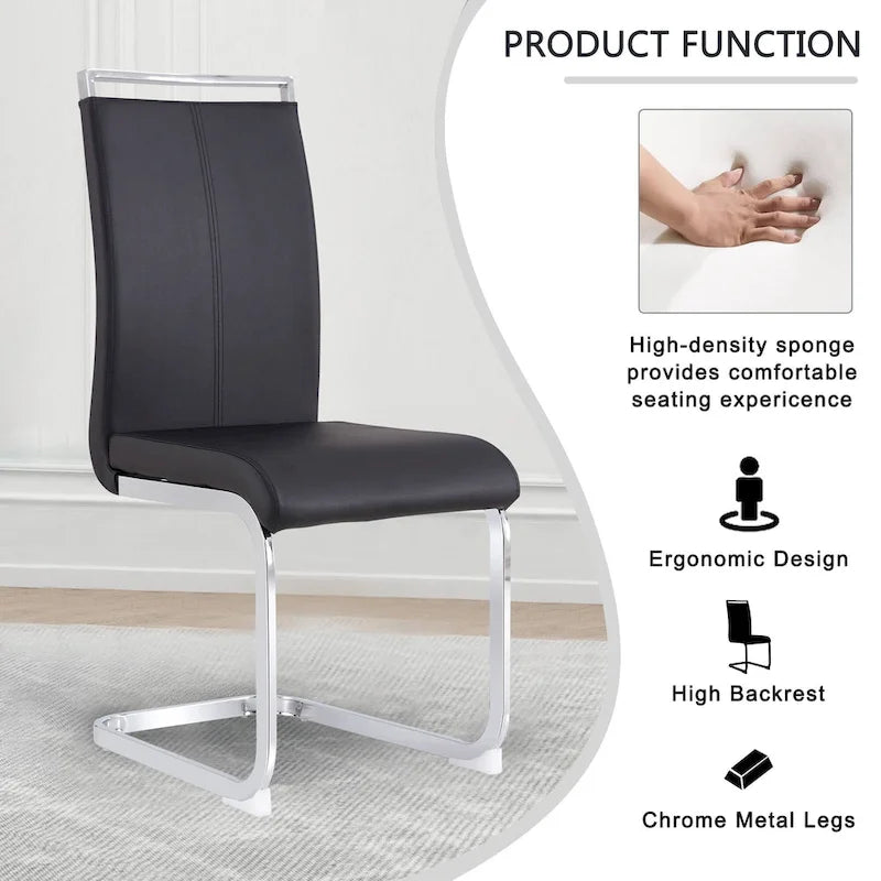 Chaise de salle à manger avec pieds en métal chromé en forme de C (lot de 4)