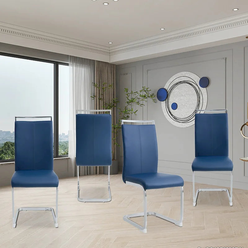 Chaise de salle à manger avec pieds en métal chromé en forme de C (lot de 4)