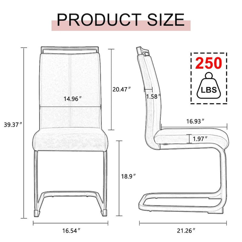 Chaise de salle à manger avec pieds en métal chromé en forme de C (lot de 4)