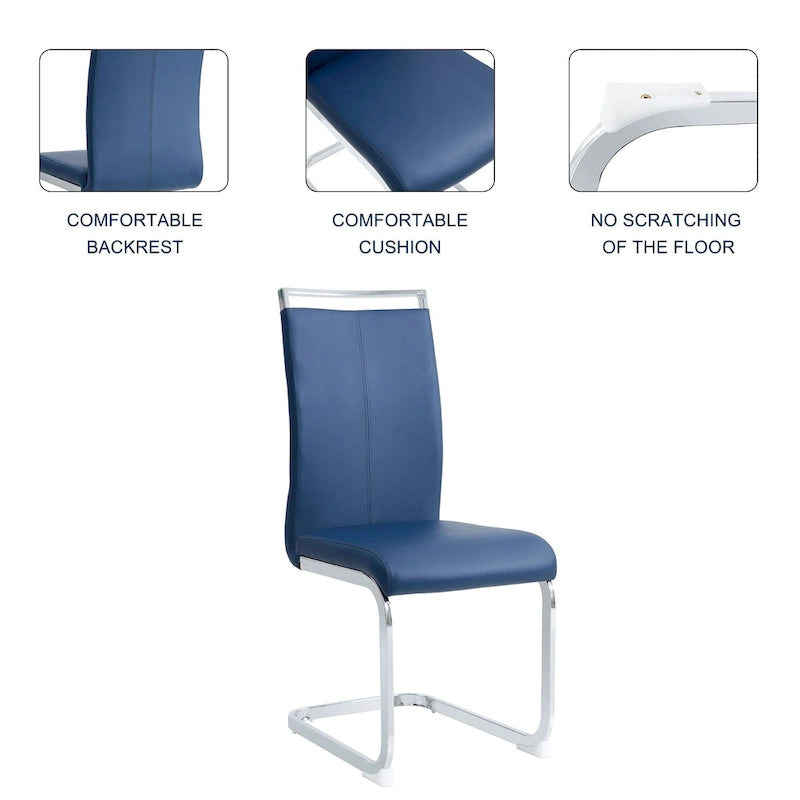 Chaise de salle à manger avec pieds en métal chromé en forme de C (lot de 4)
