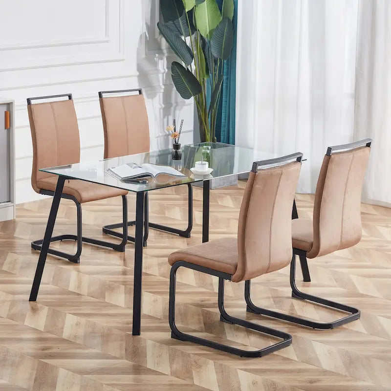 Chaise de salle à manger avec pieds en métal chromé en forme de C (lot de 4)