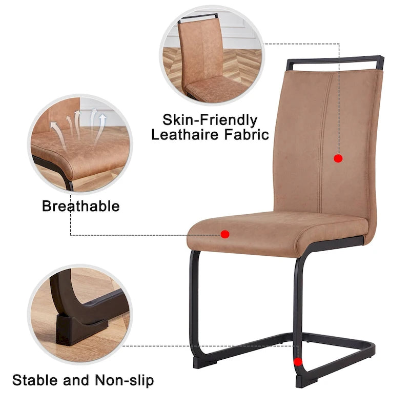 Chaise de salle à manger avec pieds en métal chromé en forme de C (lot de 4)