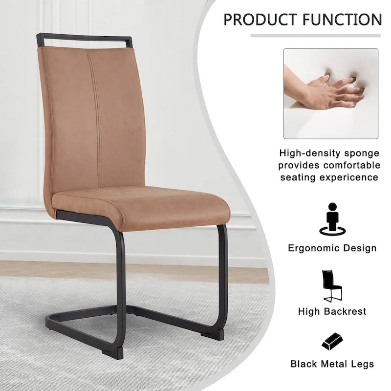 Chaise de salle à manger avec pieds en métal chromé en forme de C (lot de 4)
