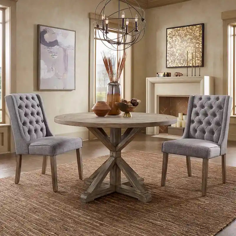 Table de salle à manger Benchwright ronde en chêne gris antique par iNSPIRE Q Artisan