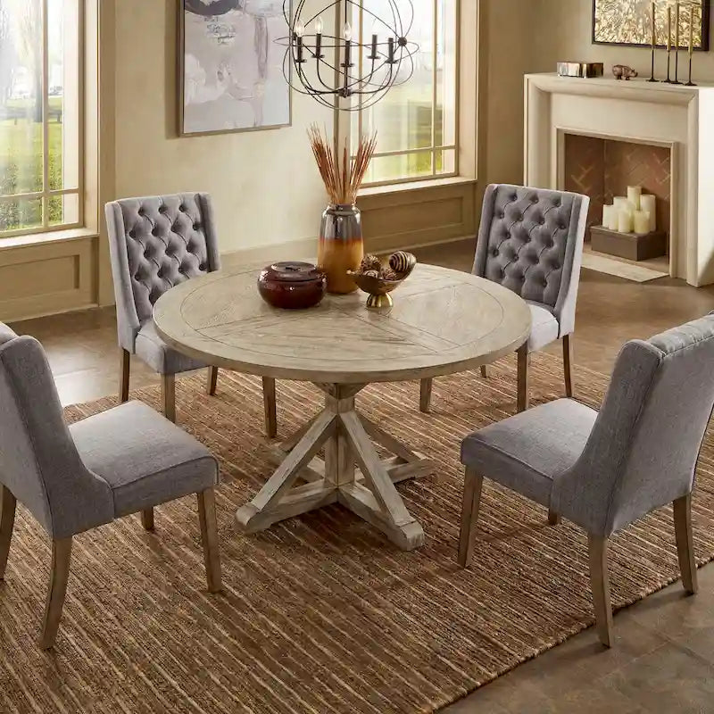 Table de salle à manger Benchwright ronde en chêne gris antique par iNSPIRE Q Artisan