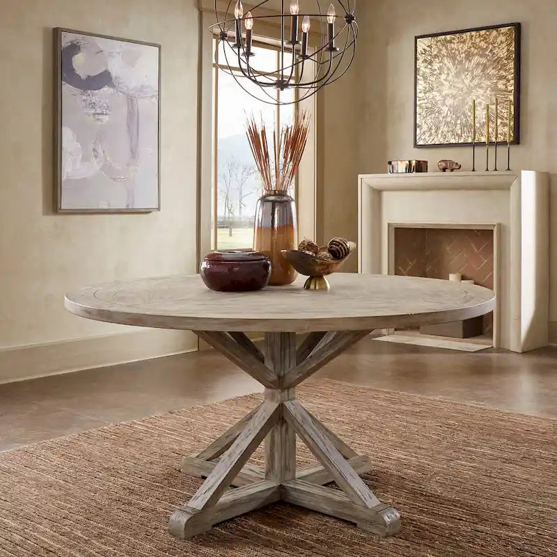 Table de salle à manger Benchwright ronde en chêne gris antique par iNSPIRE Q Artisan