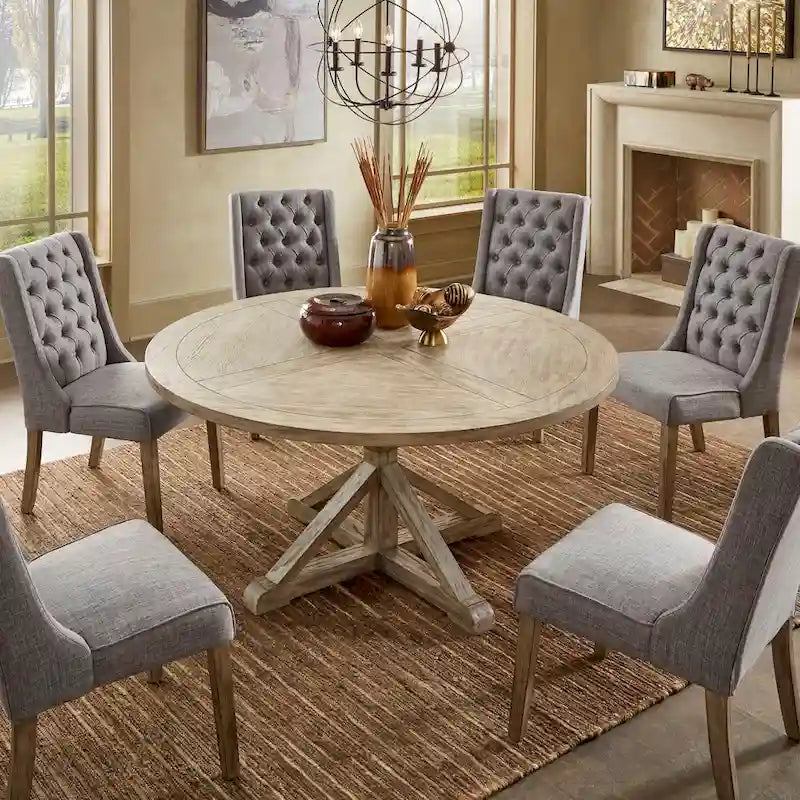 Table de salle à manger Benchwright ronde en chêne gris antique par iNSPIRE Q Artisan
