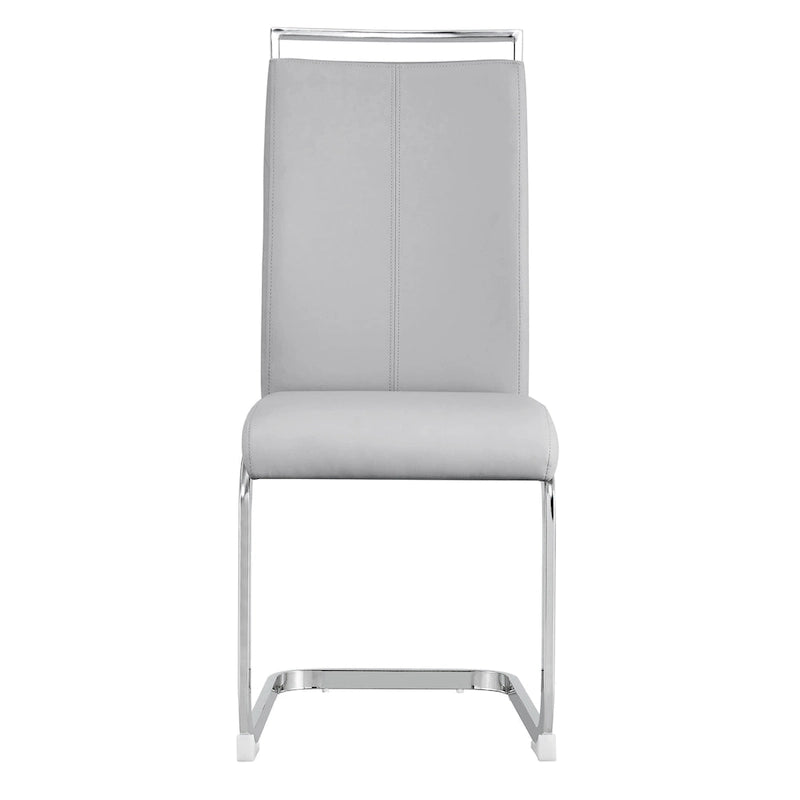 Lot de 4 chaises de salle à manger modernes, chaise d'appoint à dossier haut avec pieds en métal chromé en forme de C