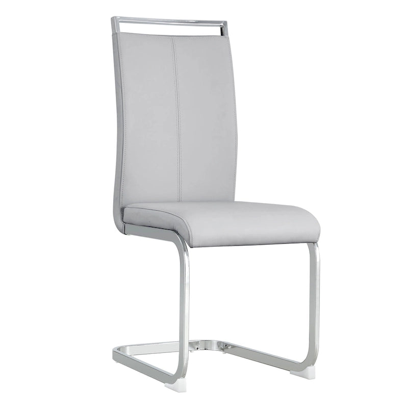 Lot de 4 chaises de salle à manger modernes, chaise d'appoint à dossier haut avec pieds en métal chromé en forme de C