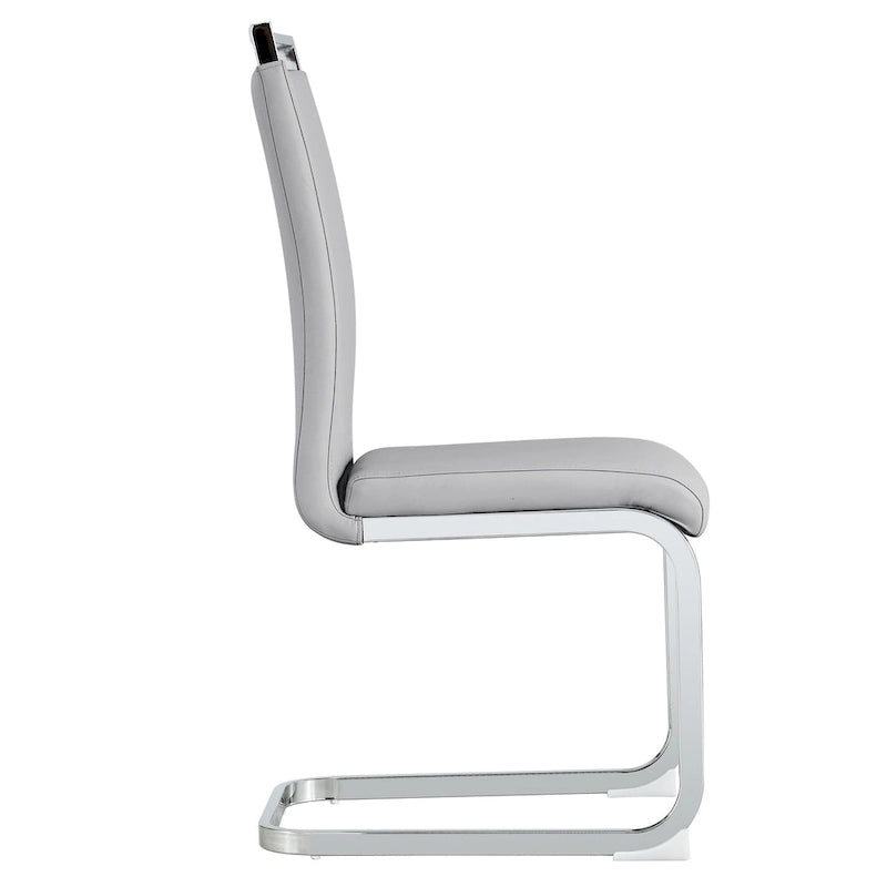 Lot de 4 chaises de salle à manger modernes, chaise d'appoint à dossier haut avec pieds en métal chromé en forme de C