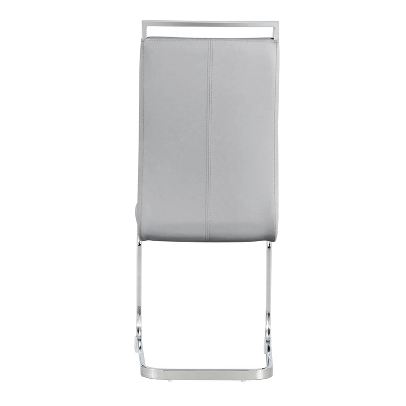 Lot de 4 chaises de salle à manger modernes, chaise d'appoint à dossier haut avec pieds en métal chromé en forme de C