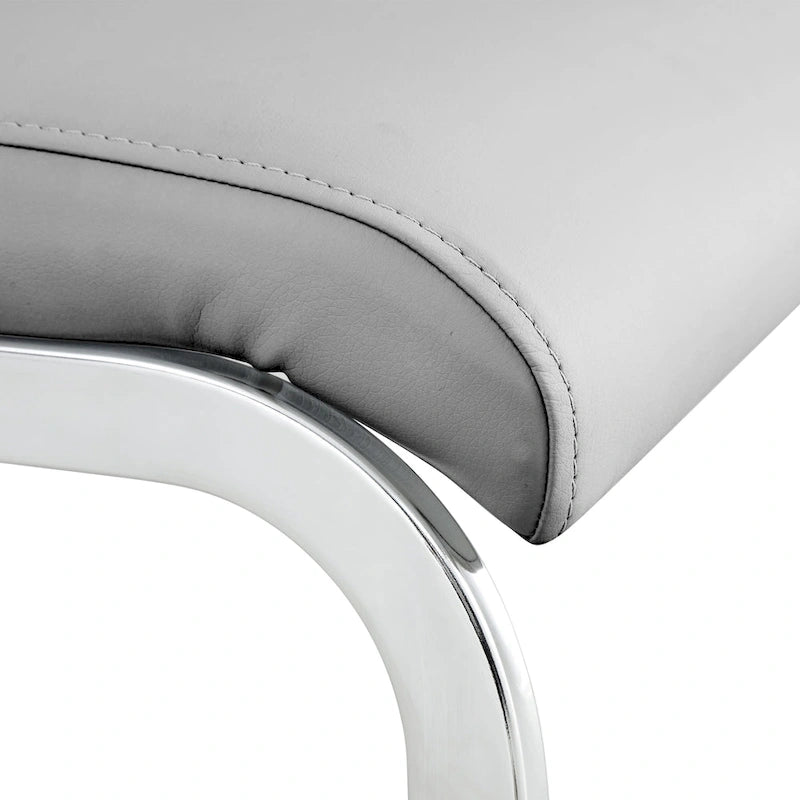 Lot de 4 chaises de salle à manger modernes, chaise d'appoint à dossier haut avec pieds en métal chromé en forme de C