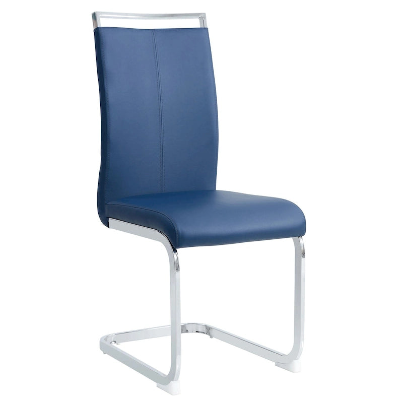 Lot de 4 chaises de salle à manger modernes, chaise d'appoint à dossier haut avec pieds en métal chromé en forme de C