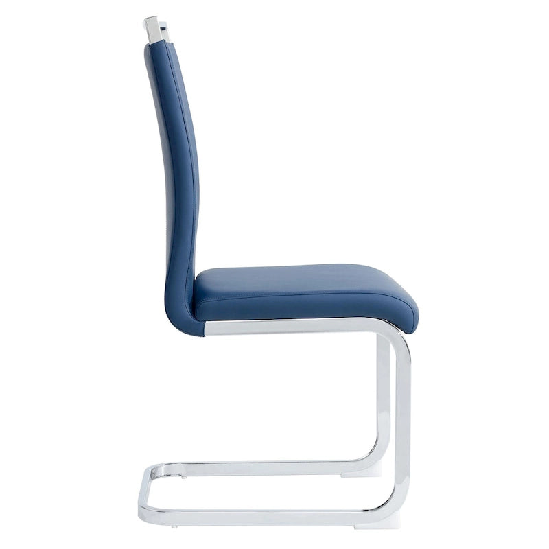 Lot de 4 chaises de salle à manger modernes, chaise d'appoint à dossier haut avec pieds en métal chromé en forme de C