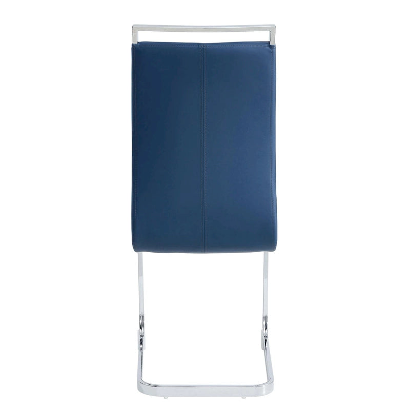 Lot de 4 chaises de salle à manger modernes, chaise d'appoint à dossier haut avec pieds en métal chromé en forme de C
