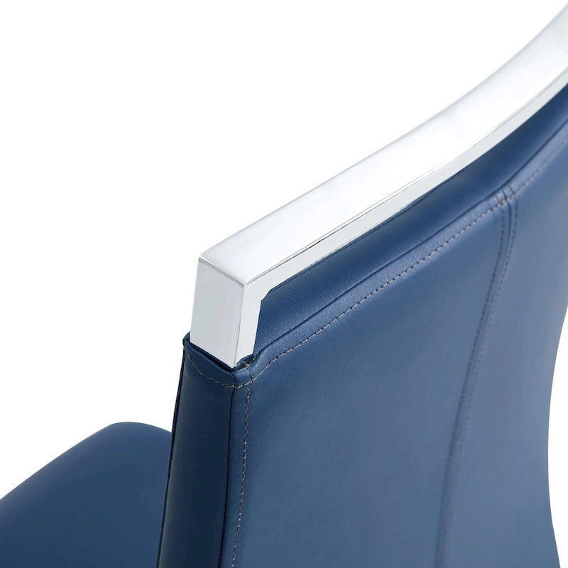 Lot de 4 chaises de salle à manger modernes, chaise d'appoint à dossier haut avec pieds en métal chromé en forme de C