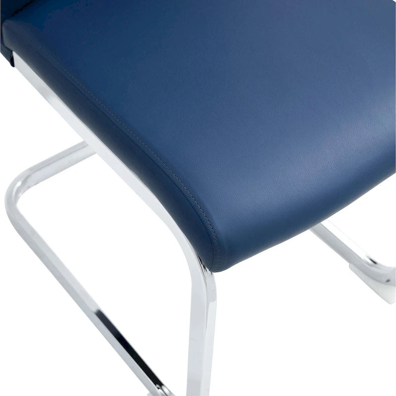 Lot de 4 chaises de salle à manger modernes, chaise d'appoint à dossier haut avec pieds en métal chromé en forme de C