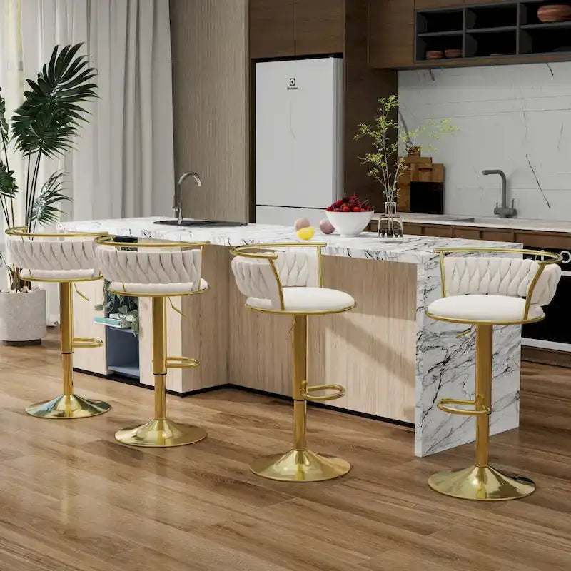 Tabourets de bar pivotants réglables en velours (lot de 4)