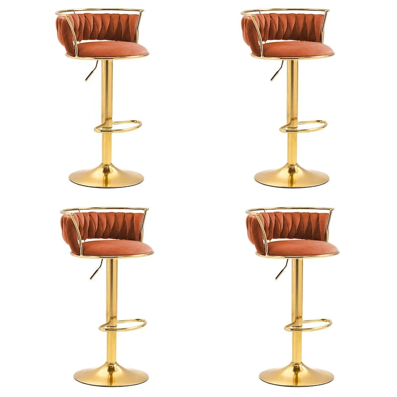 Tabourets de bar pivotants réglables en velours (lot de 4)