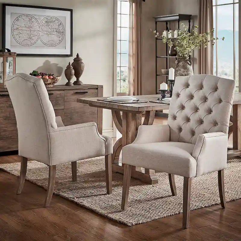 Chaise de salle à manger capitonnée avec accoudoirs Benchwright Premium par iNSPIRE Q Artisan