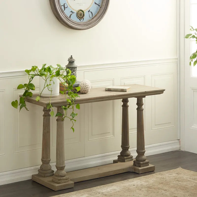 Console en bois avec accents vieillis - Marron clair - Décoration Roche River - 18Px52Lx30H