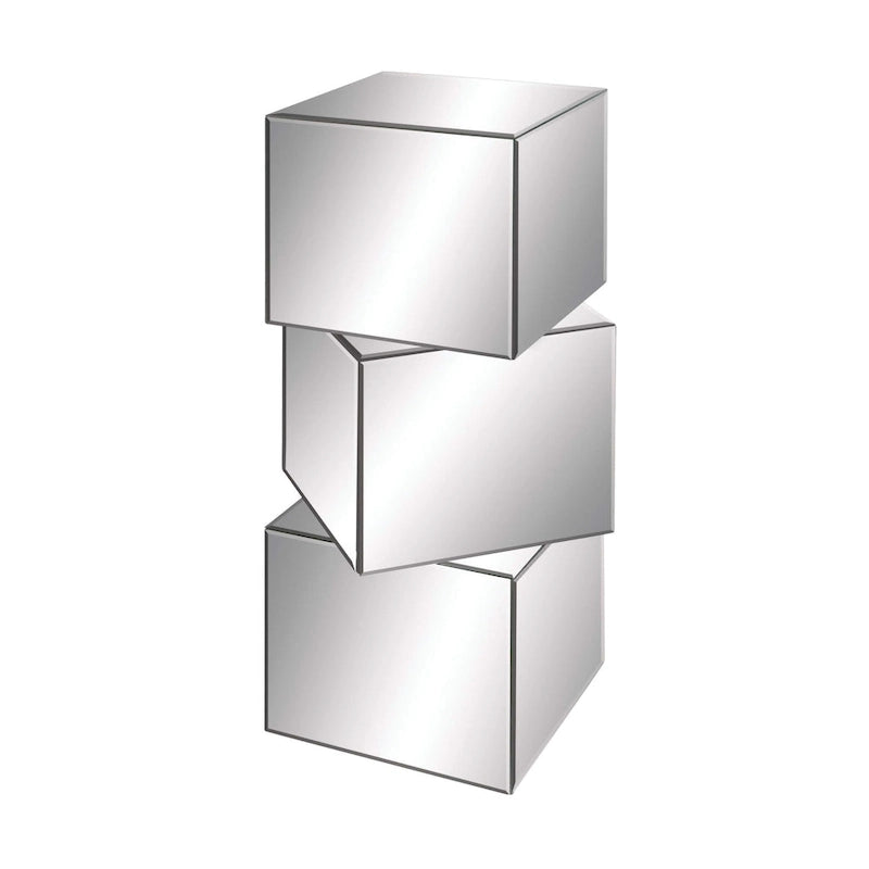 Glass Mirrored Pedestal Table - Silver - Roche River Decor - 12W x 15L x 30H