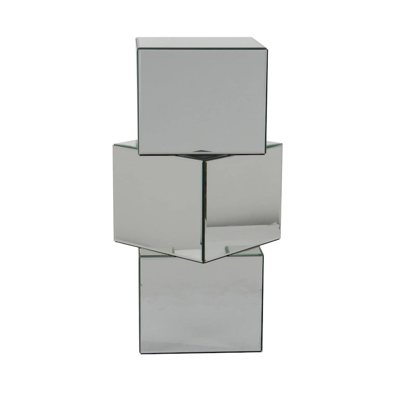 Table piédestal à miroir en verre - Argent - Roche River Decor - 12L x 15P x 30H