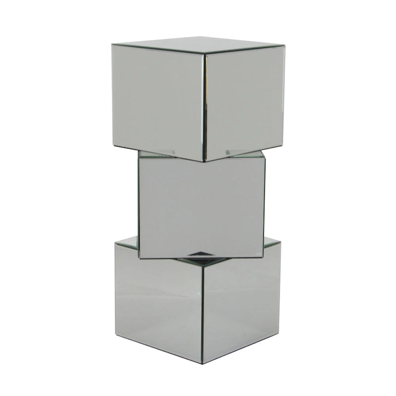 Table piédestal à miroir en verre - Argent - Roche River Decor - 12L x 15P x 30H
