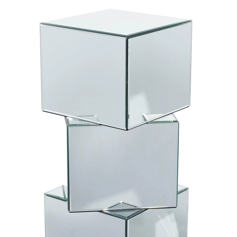 Table piédestal à miroir en verre - Argent - Roche River Decor - 12L x 15P x 30H