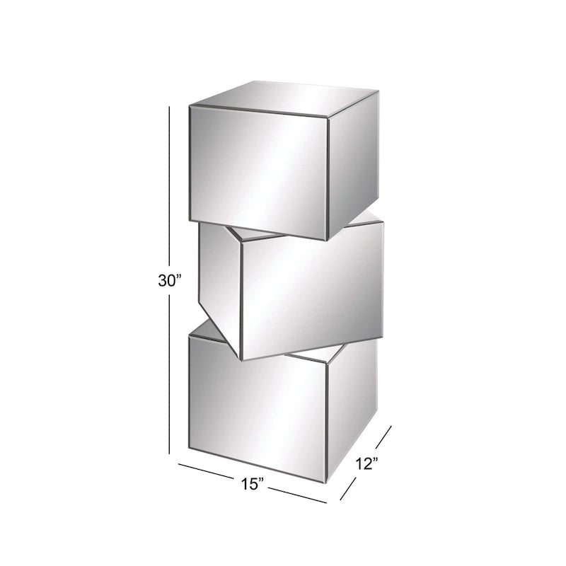 Table piédestal à miroir en verre - Argent - Roche River Decor - 12L x 15P x 30H