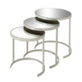 Tables gigognes d'appoint rondes en métal avec plateau en verre noir – Lot de 3 Or ou Argent – Roche River Decor