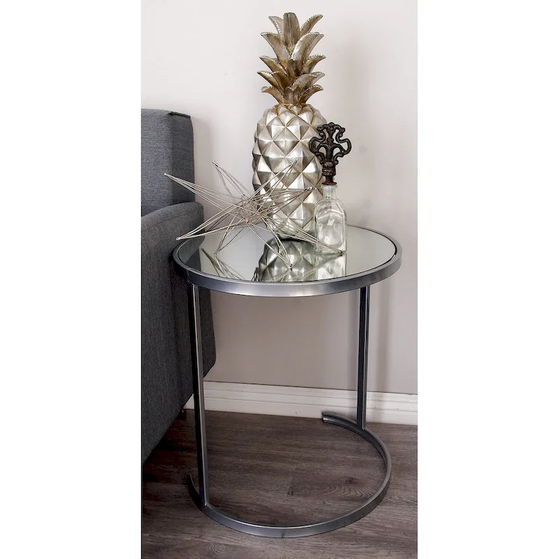 Tables gigognes d'appoint rondes en métal avec plateau en verre noir – Lot de 3 Or ou Argent – Roche River Decor