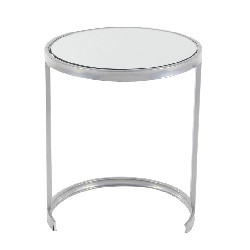 Tables gigognes d'appoint rondes en métal avec plateau en verre noir – Lot de 3 Or ou Argent – Roche River Decor