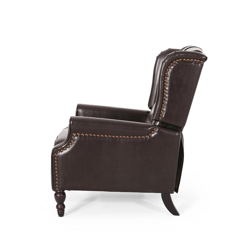 Ensemble de 2 fauteuils inclinables classiques Walter en cuir reconstitué touffeté avec garniture cloutée, par Christopher Knight Home