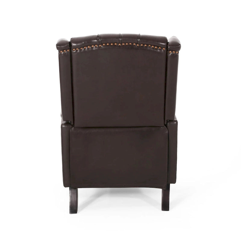 Ensemble de 2 fauteuils inclinables classiques Walter en cuir reconstitué touffeté avec garniture cloutée, par Christopher Knight Home