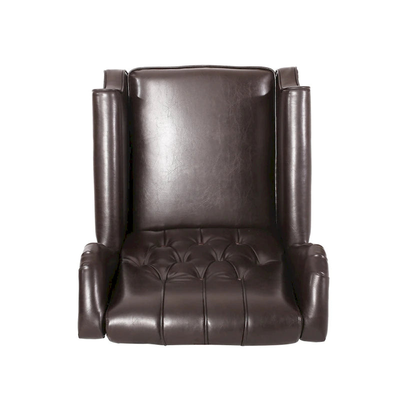 Ensemble de 2 fauteuils inclinables classiques Walter en cuir reconstitué touffeté avec garniture cloutée, par Christopher Knight Home