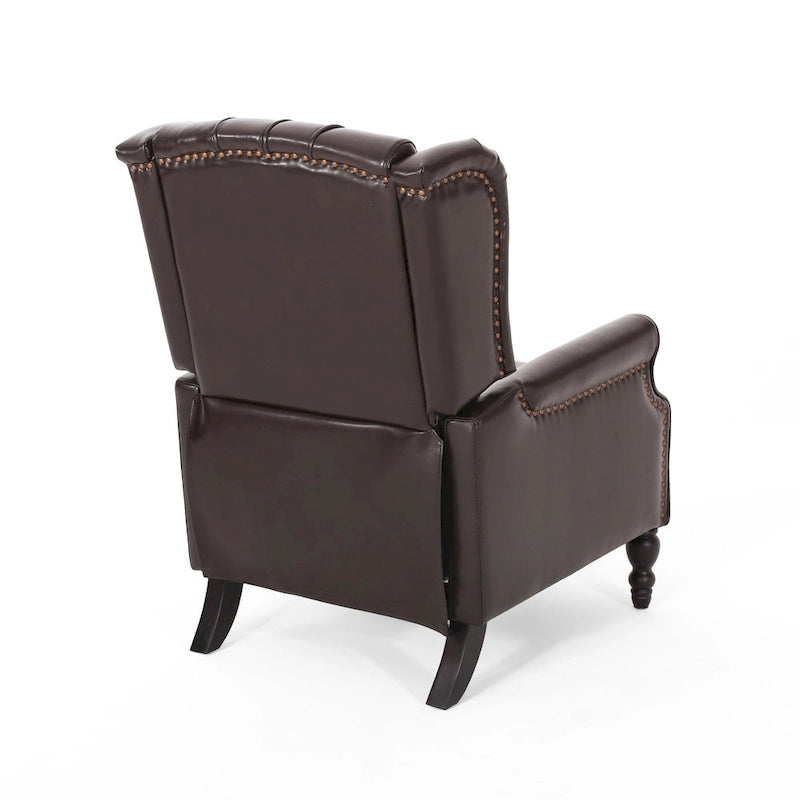 Ensemble de 2 fauteuils inclinables classiques Walter en cuir reconstitué touffeté avec garniture cloutée, par Christopher Knight Home