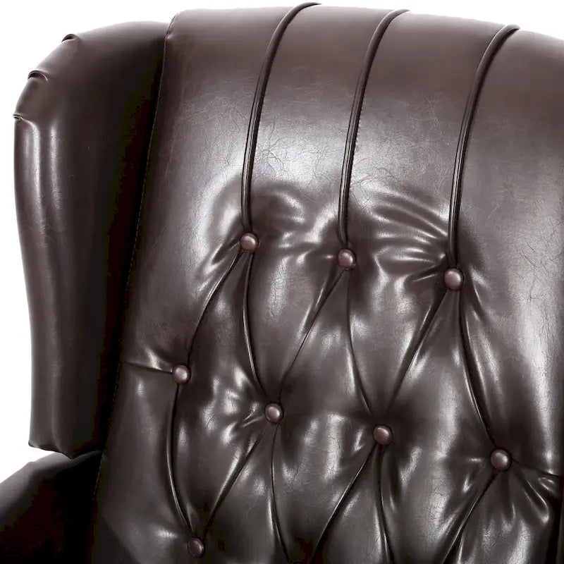 Ensemble de 2 fauteuils inclinables classiques Walter en cuir reconstitué touffeté avec garniture cloutée, par Christopher Knight Home
